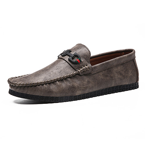 

Men's Fall / Spring & Summer Daily Outdoor Loafers & Slip-Ons Walking Shoes PU Breathable Wear Proof Black / Khaki / Brown