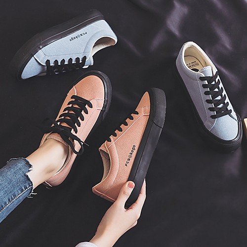 

Women's Sneakers Summer Flat Heel Round Toe Daily Suede Pink / Blue