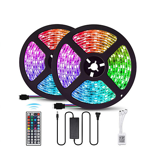 

LOENDE 10M 2x5M LED Light Strips RGB Tiktok Lights SMD 5050 600LEDs IP60 Waterproof Lighting Color Changing Tape with 44 Keys IR Remote Controller DC 12V 6A Power Supply for TVHome Kitchen Bedroom Dec