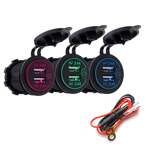 

P18-S Touch Switch with Power Cord 4.2A Dual USB Car Motorized BoatModified Charger Phone 12-24V