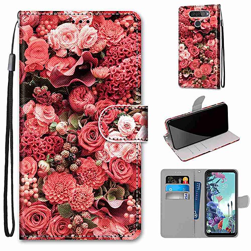 

Case For LG Q70 / LG K50S / LG K40S Wallet / Card Holder / with Stand Full Body Cases Rose Garden PU Leather / TPU for LG K30 2019 / LG K20 2019