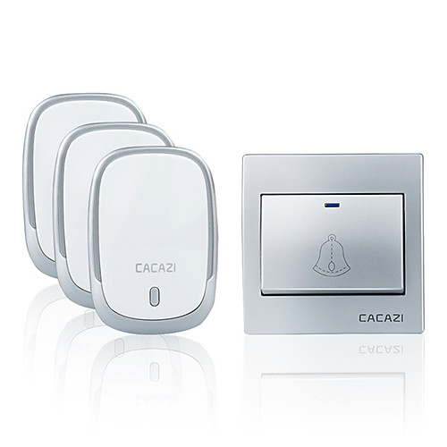 

CACAZI Wireless Doorbell Waterproof Battery Button 300M Remote LED Light Receiver Home Cordless Bell 36 Chimes 4 Volume