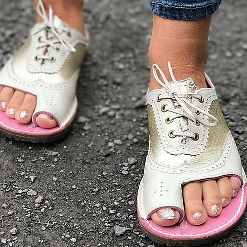 

Women's Sandals Flat Sandals Bunion Sandals Orthopedic Sandals Summer Flat Heel Open Toe Daily PU White / Yellow / Green