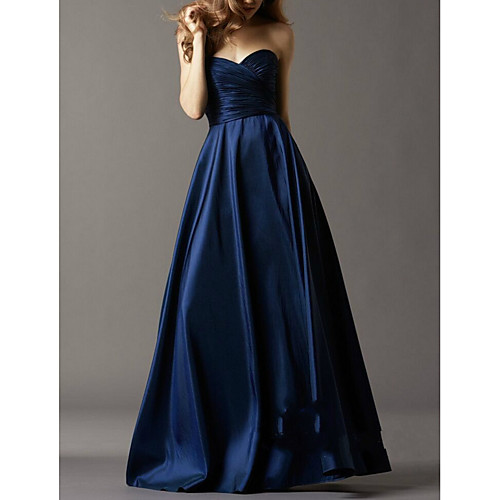 

A-Line Elegant Beautiful Back Wedding Guest Prom Dress Sweetheart Neckline Sleeveless Floor Length Satin with Sleek 2020