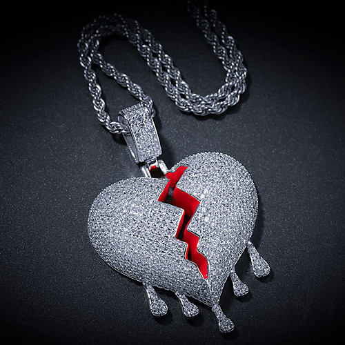 

Clear Cubic Zirconia Pendant Necklace Statement Necklace Chains Heart Trendy Casual / Sporty Rock Fashion Copper 46 cm Necklace Jewelry For Prom Street Birthday Party Festival / Long Necklace