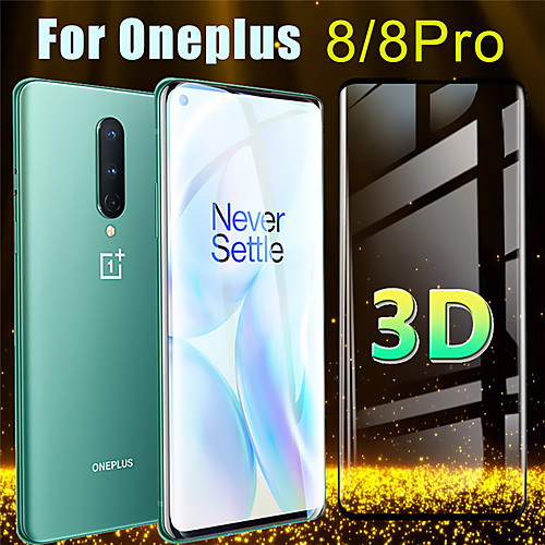 

Screen Protector for OnePlus 8 /8 Pro 3D Curved Full Tempered Glass Front Screen Protector High Definition (HD) / 9H Hardness / Explosion Proof