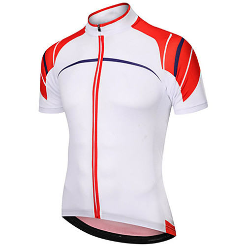 

21Grams Men's Short Sleeve Cycling Jersey Summer Polyester Red / White Patchwork Solid Color Bike Jersey Top Mountain Bike MTB Road Bike Cycling UV Resistant Quick Dry Breathable Sports Clothing