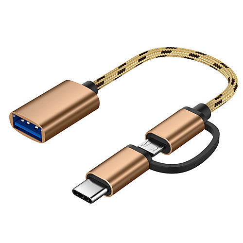 

2 in 1 USB 3.0 OTG Adapter Cable for Samsung Nylon Braid Micro USB Type C Data Sync Adapter for Huawei for MacBook Type-C OTG