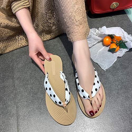 

Women's Sandals Flat Sandal Summer Flat Heel Open Toe Daily Canvas White / Black / Red