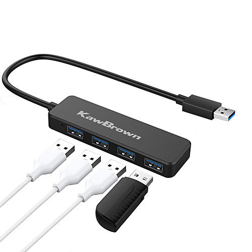 

KawBrown 4 Ports USB 3.0 Hub External Adapter Splitter USB Expander Ultra Slim High Speed HUB For Laptop PC Computer