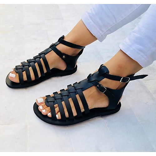 

Women's Sandals Flat Sandal Summer Flat Heel Open Toe Daily PU Black / Yellow