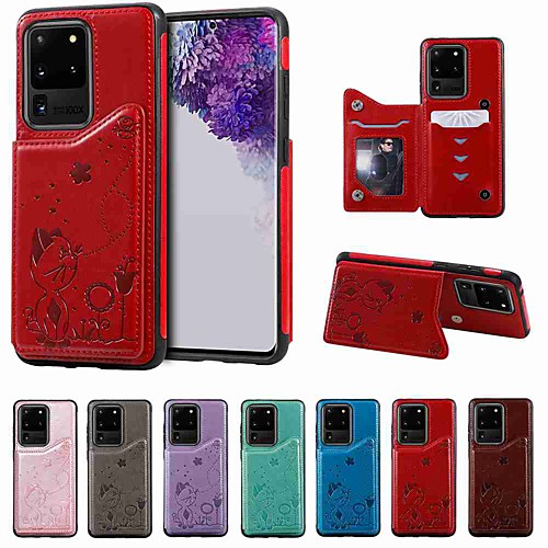 

Case For Samsung Galaxy S20 / S20 Plus / S20 Ultra Wallet / Card Holder / with Stand Back Cover Cat and Bee Embossing PU Leather / TPU for Galaxy S10 / S10E / S10 Plus / A50(2019) / A30S(2019)