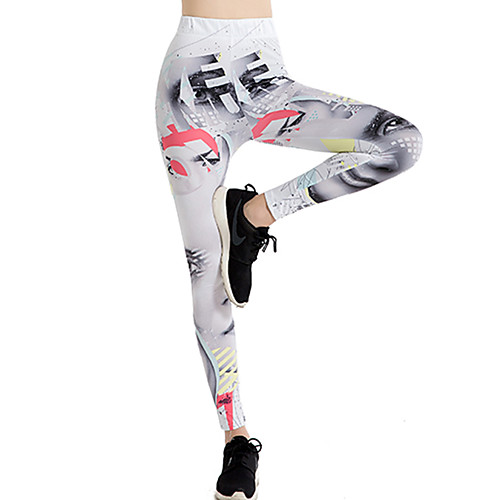 

Women's Sports Yoga Sporty Basic Legging Print Plaid Color Block Print Mid Waist Gray One-Size