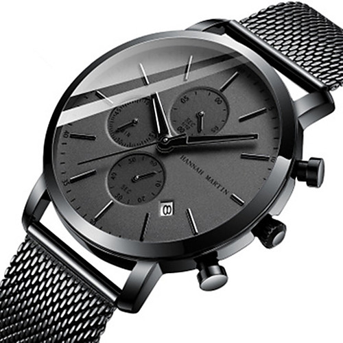 

Men's Steel Band Watches Quartz Formal Style Stylish Stainless Steel Black / Silver 30 m Water Resistant / Waterproof Calendar / date / day Chronograph Analog Casual Fashion - SilverGray Silver Black