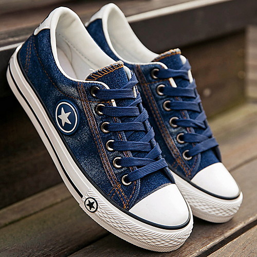 

Women's Sneakers Spring & Summer Flat Heel Round Toe Daily Solid Colored Suede / Canvas Dark Blue / Light Blue
