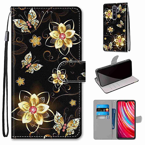 

Case For Xiaomi Redmi Note 8 Pro / Redmi Note 8 / Redmi Note 8T Wallet / Card Holder / with Stand Golden Diamond Butterfly PU Leather / TPU for Mi CC9 Pro / Redmi 8 / Redmi K30 / Redmi 8A