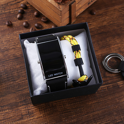 

Men's Sport Watch Digital PU Leather Black Chronograph New Design LED Light Analog Fashion Cool - Black
