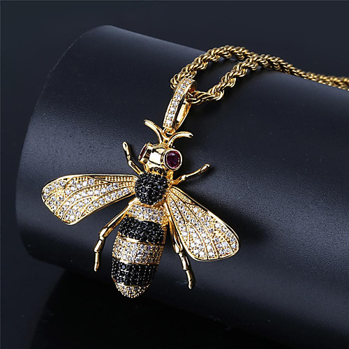 

AAA Cubic Zirconia Necklace Bee Statement Unique Design Trendy Hip Hop Copper Gold Silver 60 cm Necklace Jewelry 1pc For Anniversary Street Festival