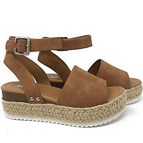 

Women's Sandals Wedge Sandals Wedge Heel Open Toe Daily PU Black Light Grey Brown