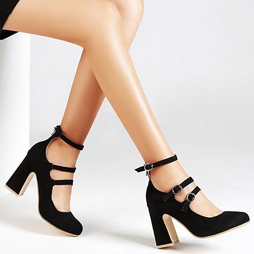 

Women's Sandals Summer Block Heel Pointed Toe Daily Suede Black / Red