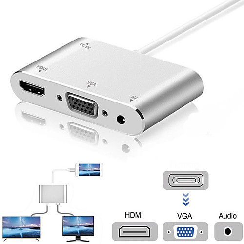 

4 In1 Digital Audio Video HDTV Converter for IPhone To HDMI VGA AV Adapter for IPhone Xs X XR 8 7 6plus for IPad Air/mini/pro