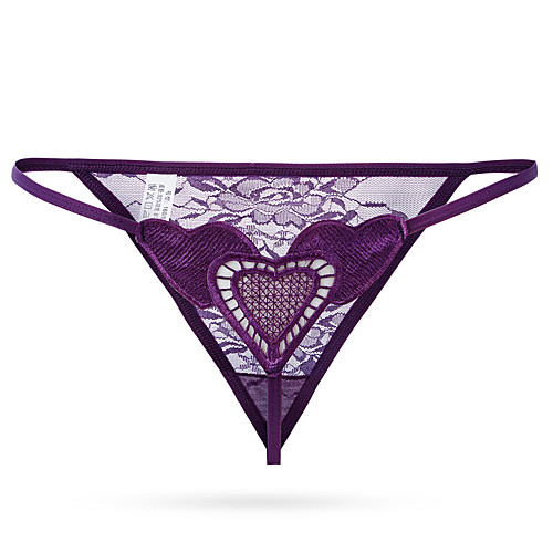 

Women's Lace / Basic G-strings & Thongs Panties - Normal Mid Waist Purple Fuchsia Red One-Size