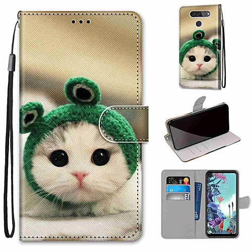 

Case For LG Q70 / LG K50S / LG K40S Wallet / Card Holder / with Stand Full Body Cases Frog Cat PU Leather / TPU for LG K30 2019 / LG K20 2019