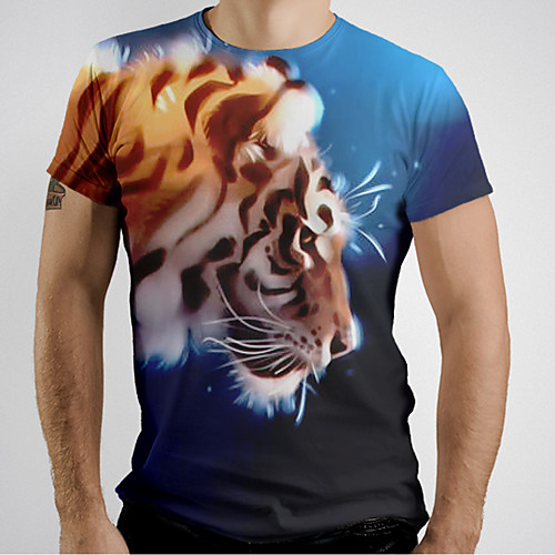 

Men's T shirt Shirt Graphic Animal Short Sleeve Daily Tops Basic Elegant Round Neck Yellow