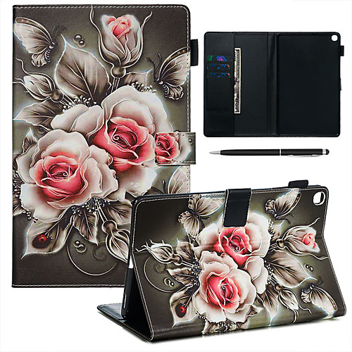 

A Case With A Pen Samsung Galaxy Samsung Tab T585/590/515/725/580/595/510/720 with Stand / Flip / Ultra-thin Back Cover Flower PU Leather