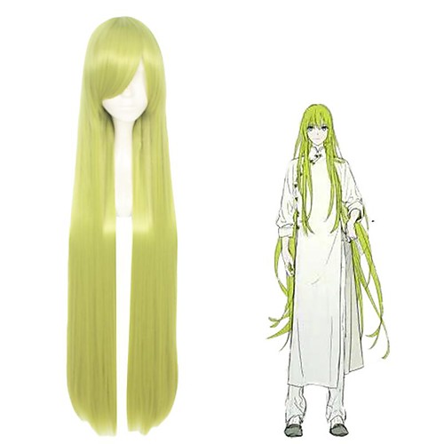 

TouHou Project Cirno Cosplay Wigs Women's Side bangs 28 inch Heat Resistant Fiber Straight Green Teen Adults' Anime Wig