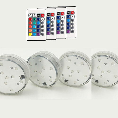 

4X SMD5050 IP68 Underwater Led Lamp With Remote Controlled RGB Submersible Diammable Light AAA Battery Operated For Vase Bowl Garden Party Swimming Pool Decor Colorful Lighting