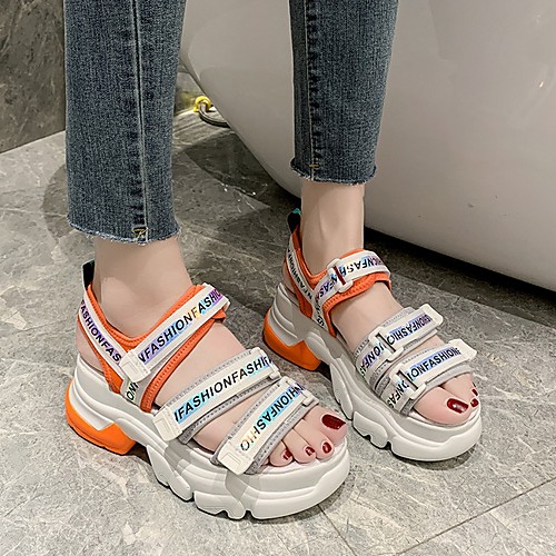 

Women's Sandals Summer Creepers Open Toe Daily PU Orange / Blue