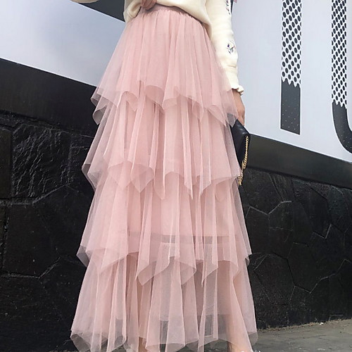 

Women's A Line Skirts - Solid Colored White Black Blushing Pink S M L