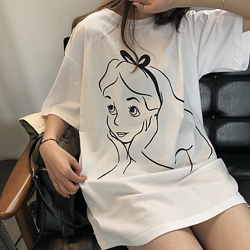 

Women's Cartoon T-shirt Daily White / Black