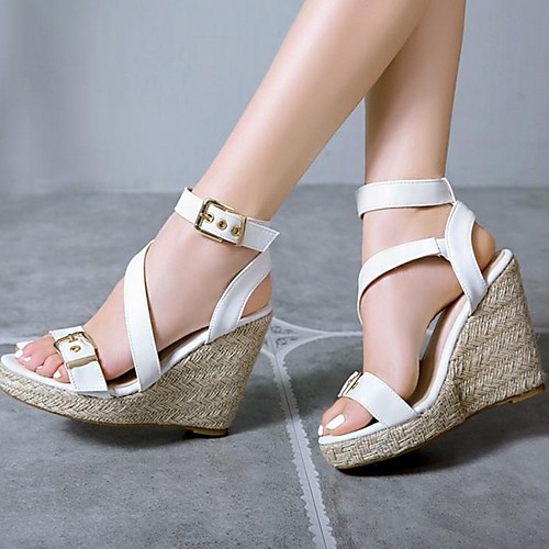 

Women's Sandals Wedge Sandals Summer Wedge Heel Open Toe Daily PU White / Yellow / Red