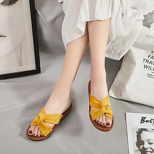 

Women's Sandals Flat Sandal Summer Flat Heel Open Toe Daily Suede Black / Yellow / Beige