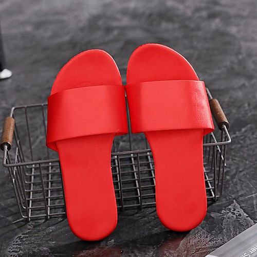 

Women's Slippers & Flip-Flops Summer Flat Heel Open Toe Daily PU Black / Red / Green