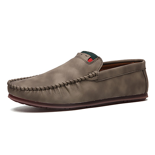 

Men's Fall Daily Outdoor Loafers & Slip-Ons Walking Shoes PU Breathable Wear Proof Black / Khaki / Brown