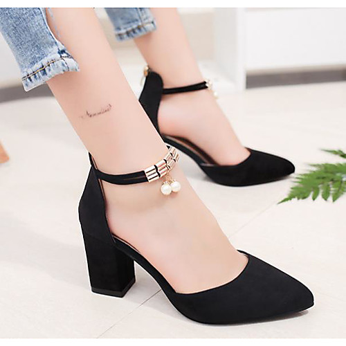

Women's Sandals Summer Chunky Heel Open Toe Daily PU Black / Gray