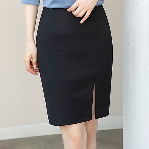 

Women's Bodycon Skirts Solid Colored Black Navy Blue