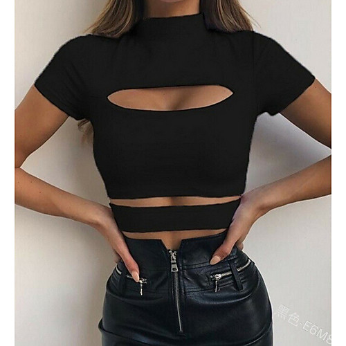 

Women's Plus Size Solid Colored T-shirt Daily Going out Black / Green