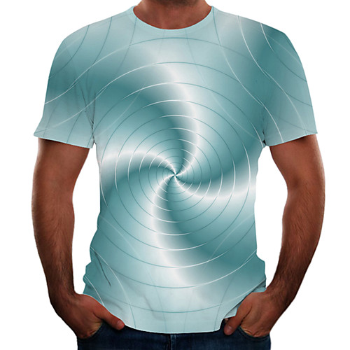 

Men's T shirt Shirt Color Block 3D Plus Size Short Sleeve Going out Tops Basic Round Neck Rainbow