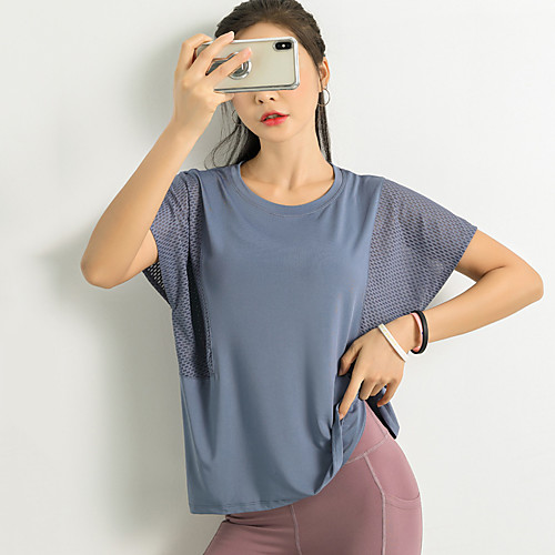 

INFLACHI Women's Short Sleeve Running Shirt Tee Tshirt Top Summer Elastane Quick Dry Breathable Soft Fitness Gym Workout Running Active Training Jogging Sportswear Solid Colored White Black Blue