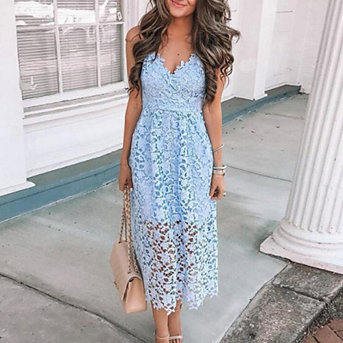 

Women's Sheath Dress - Sleeveless Solid Color Summer Elegant Slim 2020 White Black Light Blue S M L XL