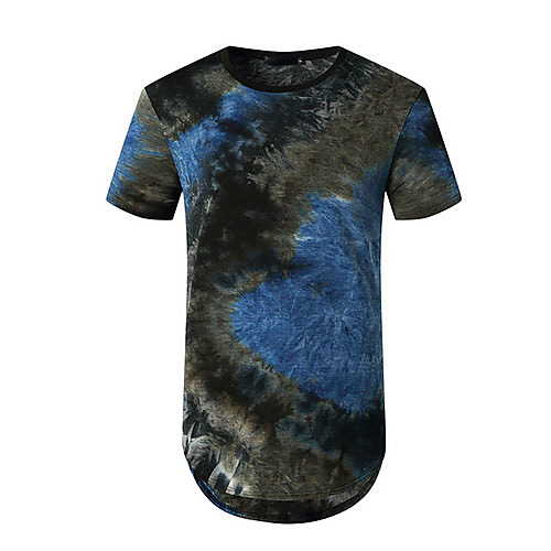 

Men's T shirt Tie Dye Print Short Sleeve Daily Tops Basic Blue Purple Yellow