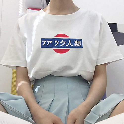 

Women's Letter T-shirt Daily Weekend Black / Blue