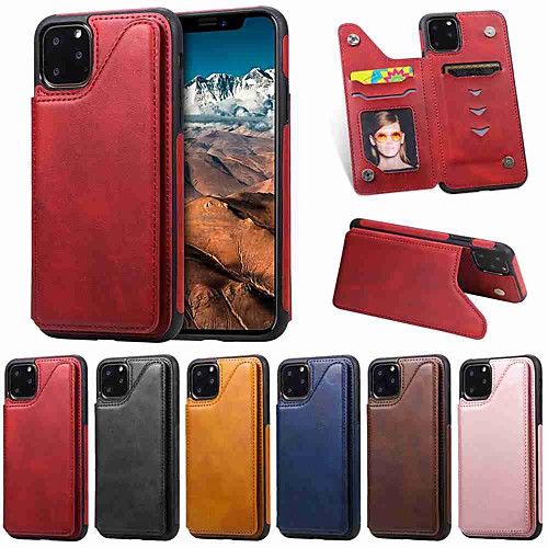 

Case For Apple iPhone 11 / iPhone 11 Pro / iPhone 11 Pro Max Wallet / Card Holder / with Stand Back Cover Solid Color Calf Print PU Leather / TPU for iPhone Xs Max / Xr / Xs / X / SE (2020) / 8 Plus