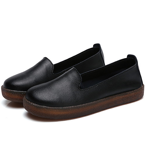 

Women's Flats Summer Flat Heel Round Toe Daily Leather Wine / White / Black