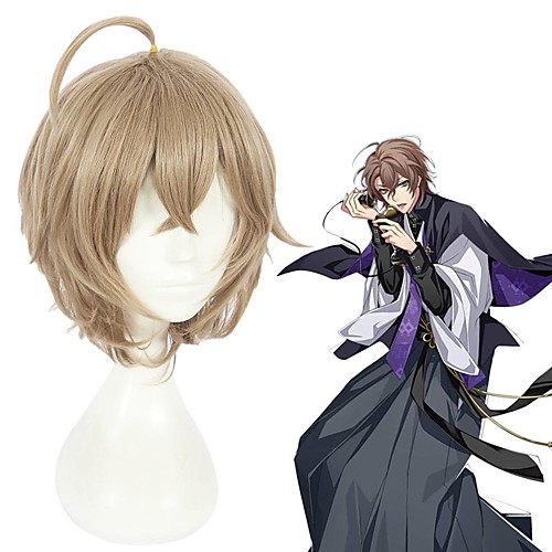 

Cosplay Yumeno Himiko Cosplay Wigs Men's Layered Haircut 8 inch Heat Resistant Fiber Curly Light Brown Teen Adults' Anime Wig