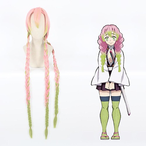 

Demon Slayer: Kimetsu no Yaiba Kanroji Mitsuri Cosplay Wigs Women's Braid 28 inch Heat Resistant Fiber Plaited Multi-color Teen Adults' Anime Wig